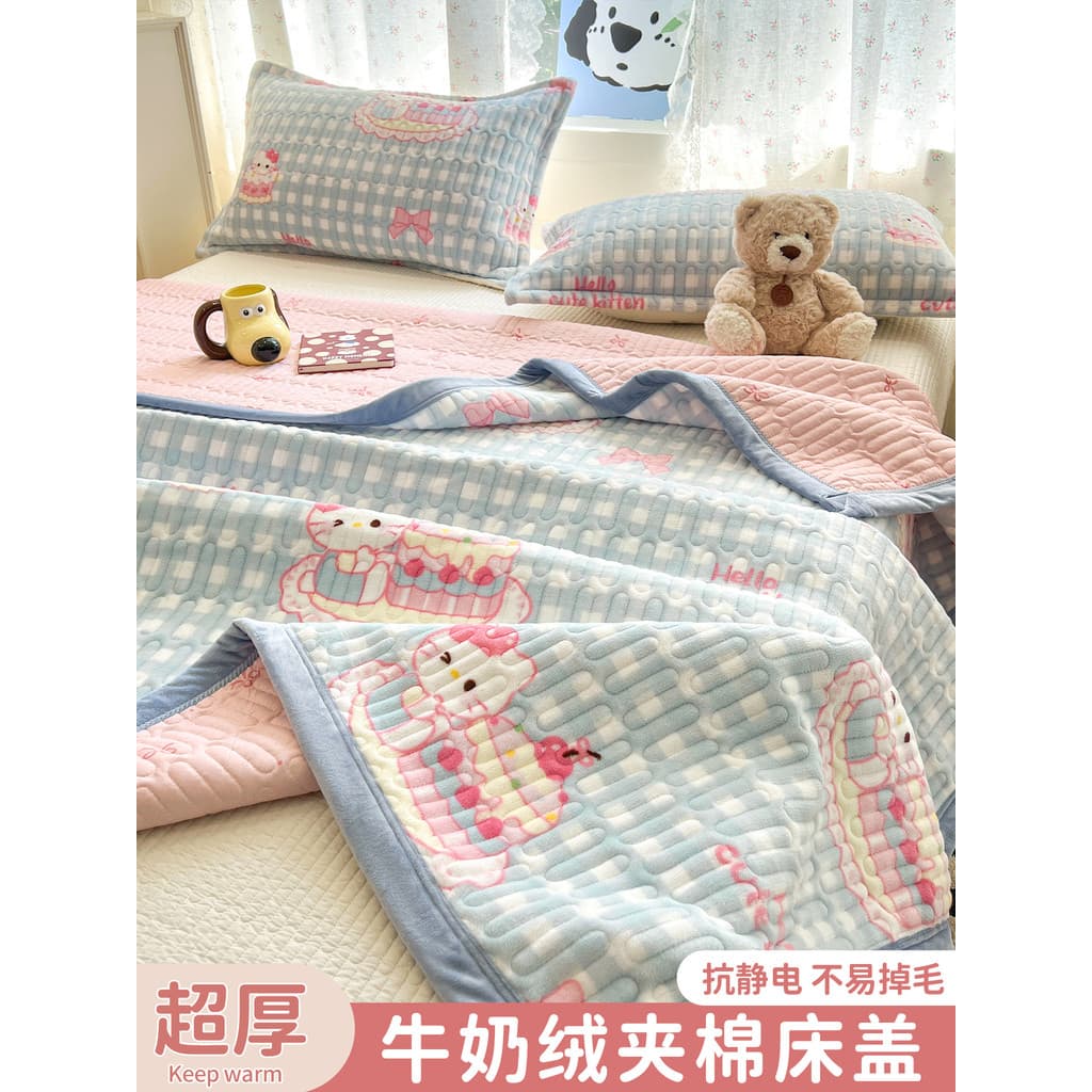 Capa de cama acolchoada de lã de leite grossa 2026 novo estilo almofadas de cama inverno velo cobertor colchão lençol co