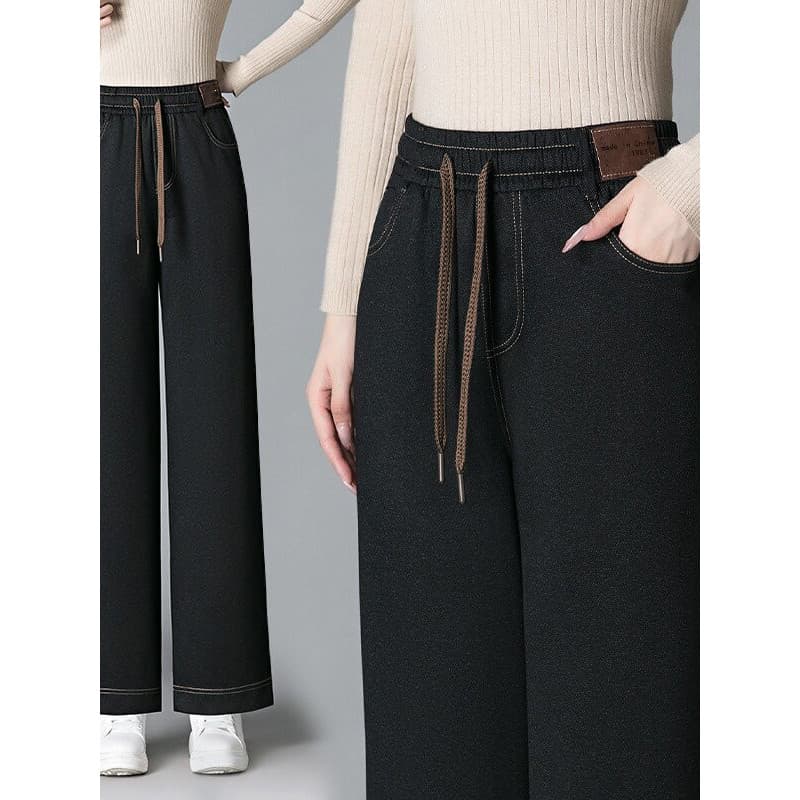 Retro azul reto Jeans feminino outono inverno novo estilo cintura alta gordura mm tamanho grande solto mais magro olhar