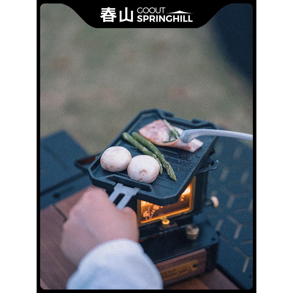Gooutspringhill Chunshan ao ar livre Mini pequena assadeira leve acampamento portátil aranha fogão churrasco pan