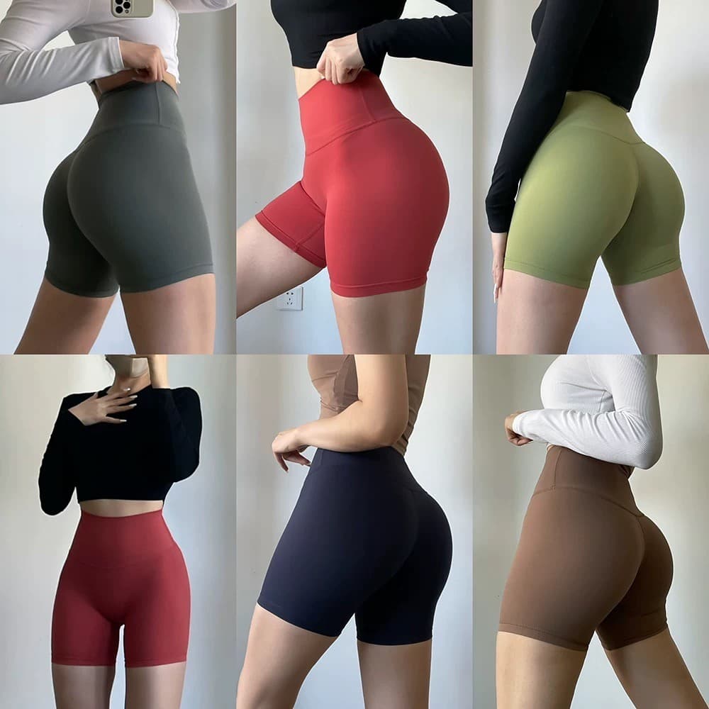 Novo nu Shorts de três pontos feminino de secagem rápida correndo esportes Anti-exposição Leggings quente respirável Pil