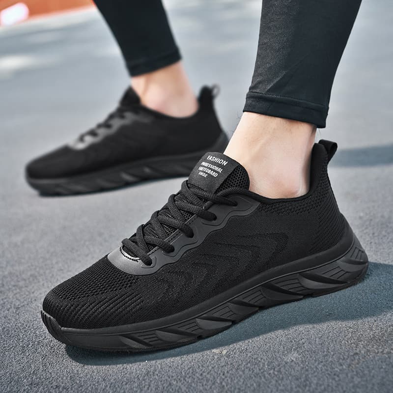Primavera rendas sapatos masculinos malha respirável preto sapatos esportivos masculinos leves de sola macia tênis de tr