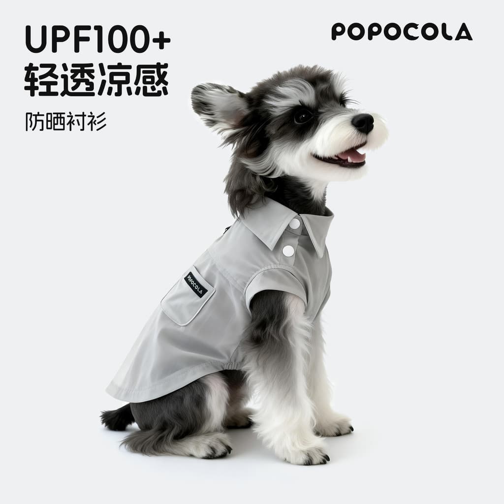 P POPO Filhote de Cachorro Roupas Frescas Colete Verão Roupas Finas Schnauzer Verão Pet Legal Protetor Solar Roupas Cami