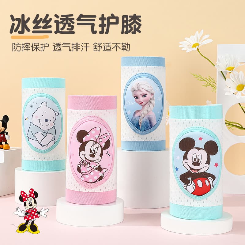 Disney crianças joelheiras resistente ao choque verão estilo fino respirável crianças bebê rastejando joelheiras corrend