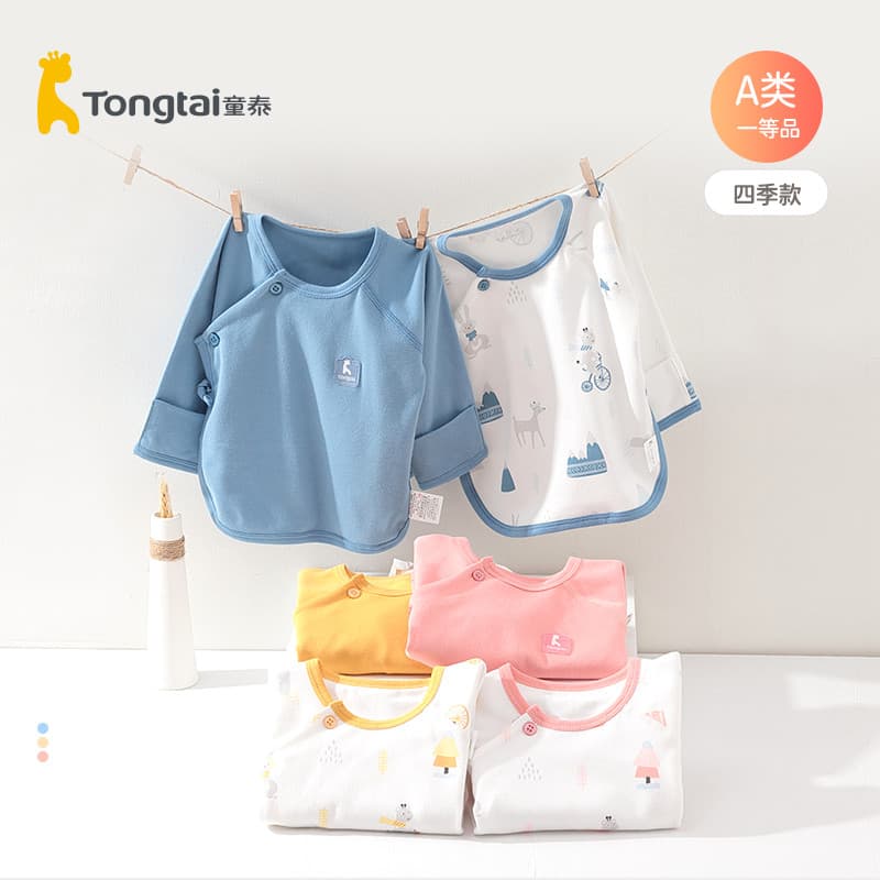 Tongtai meia volta roupas quatro estações roupas recém-nascidos do bebê topos do bebê recém-nascido puro algodão monge r