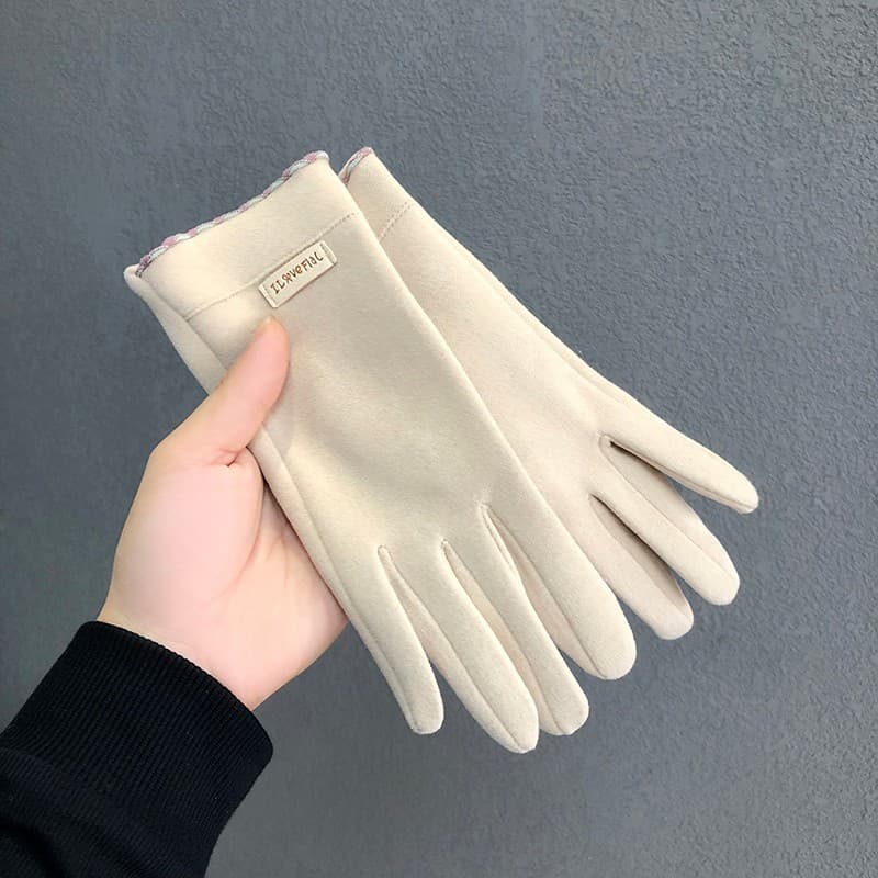 W inverno senhoras alemão veludo luvas quentes tela sensível ao toque velo à prova de frio luvas de ciclismo ao ar livre
