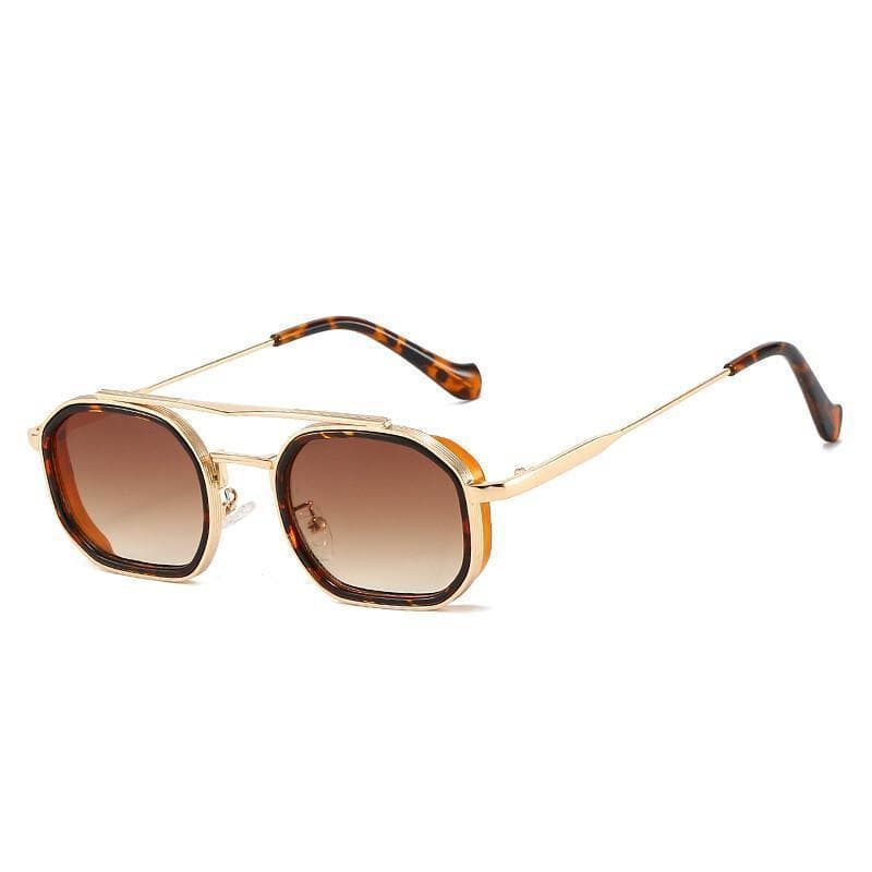 Óculos de Sol Retrô de Metal com Ponte Dupla, Pequenos e Quadrados, para Mulheres, Óculos de Sol Fashion com Lentes Grad