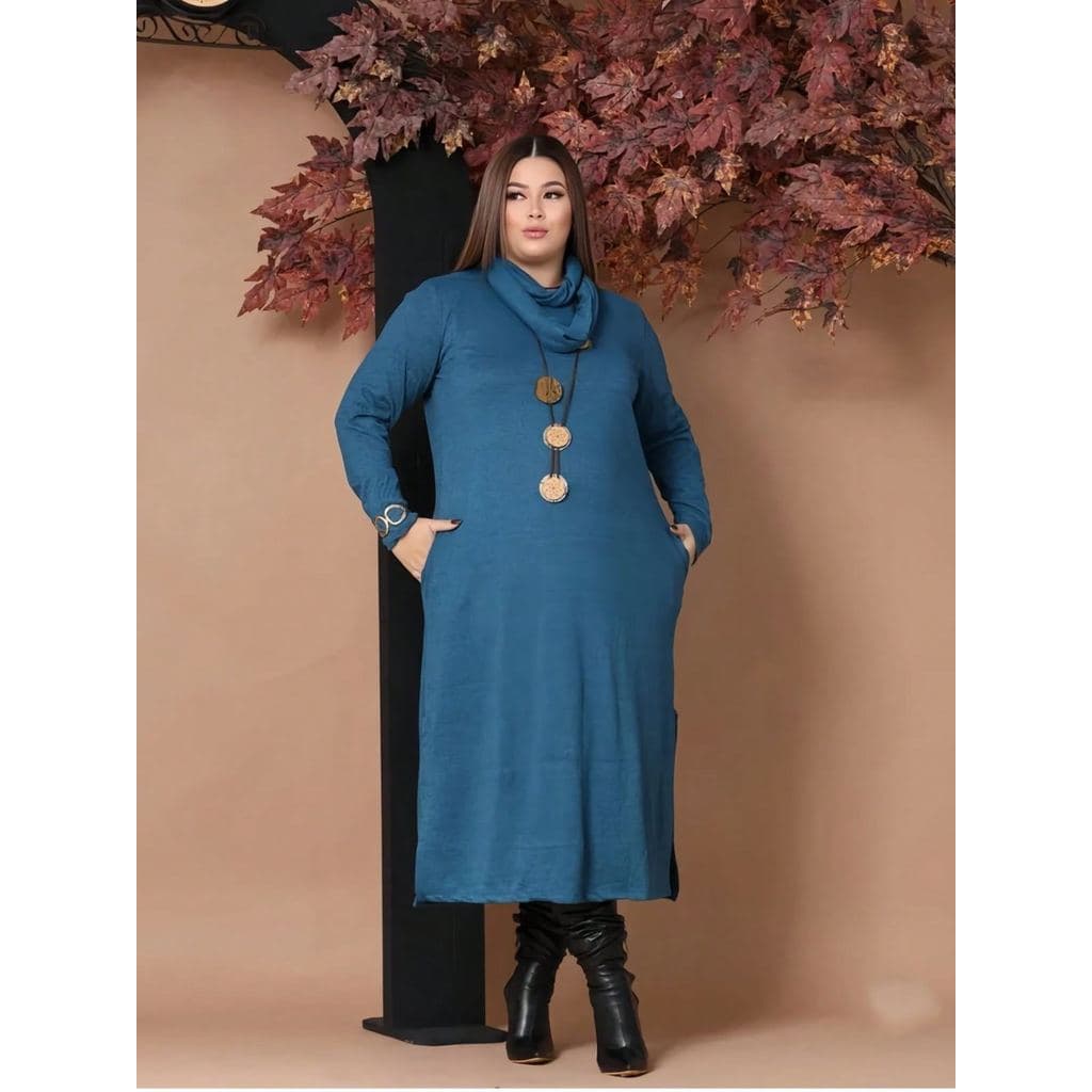 vestido plus size liso lazinha  manga comprido roupa de frio