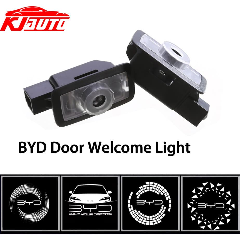 Luz De Boas-Vindas Da Porta Do Carro BYD-Projetor De Lente De Vidro HD Lâmpada LED Com Logotipo Para Atto 3 Dolphin D1 E
