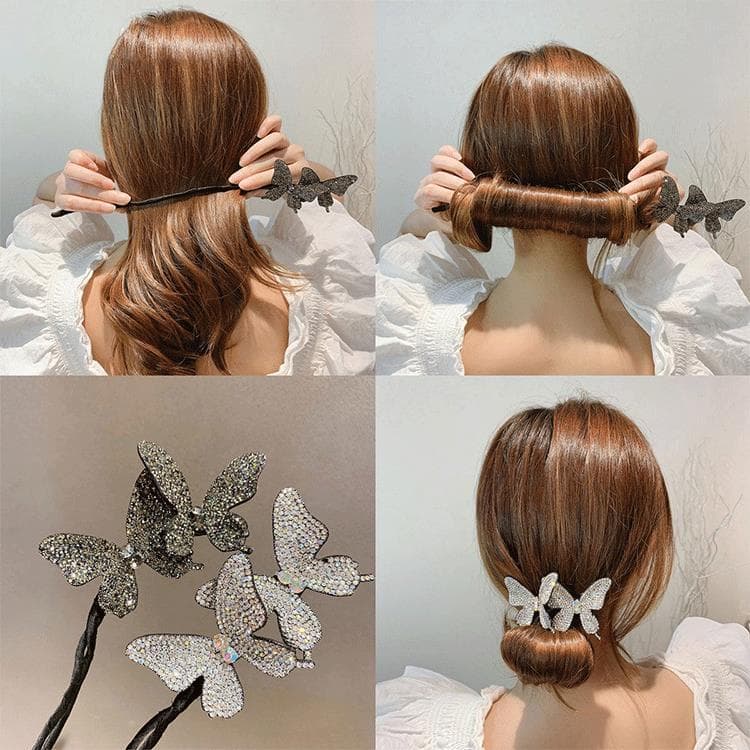 Novo coreano bola cabeça grampo de cabelo trançado ferramenta útil preguiçoso Curling ferro borboleta Hairpin flor Bud a