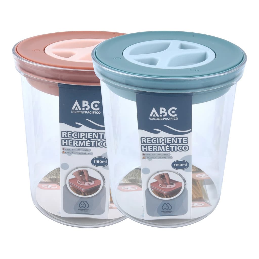 Kit 2 Potes De Plático Com Tampa Hermética 1.150 Litros