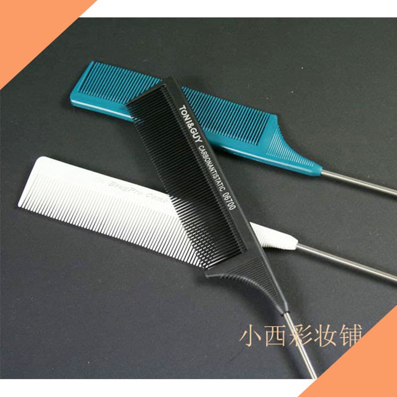 Novo produto agulha de aço pente de cauda pontiaguda preto azul ferramentas de cabeleireiro placa pente de colheita de c