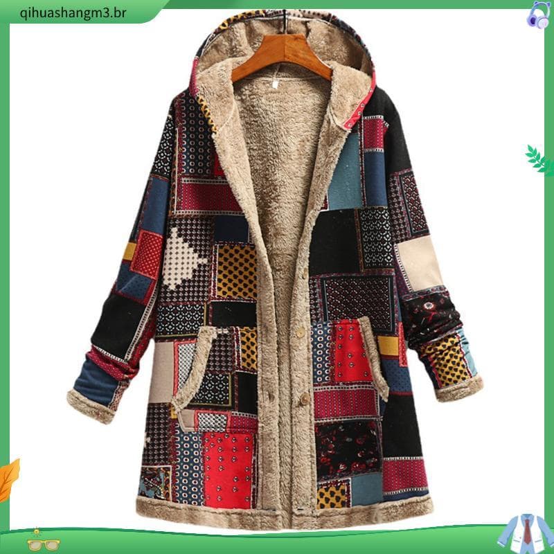 Wrap Casaco Quente Inverno Quente Cópia Feminino