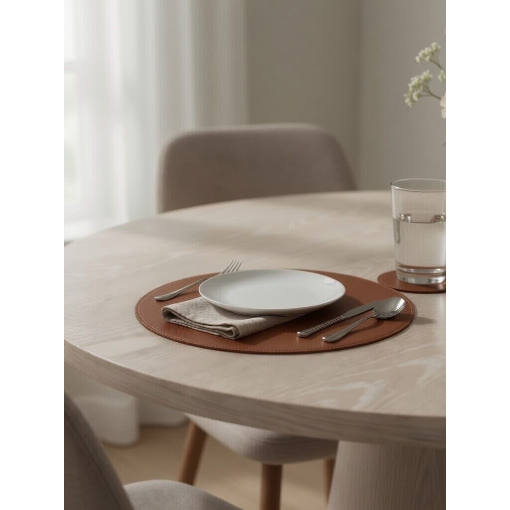Kit 10 Jogo americano para mesa couro + porta copos 2 , 4, 6 ou 8 kits Costurado Premium Dupla face