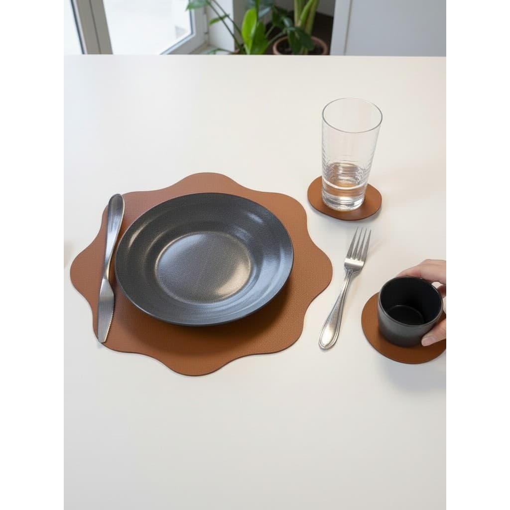 Kit 10 Sousplat Jogo Americano para mesa de jantar + Porta copos Costurado dupla face 2 4 6 Unidades