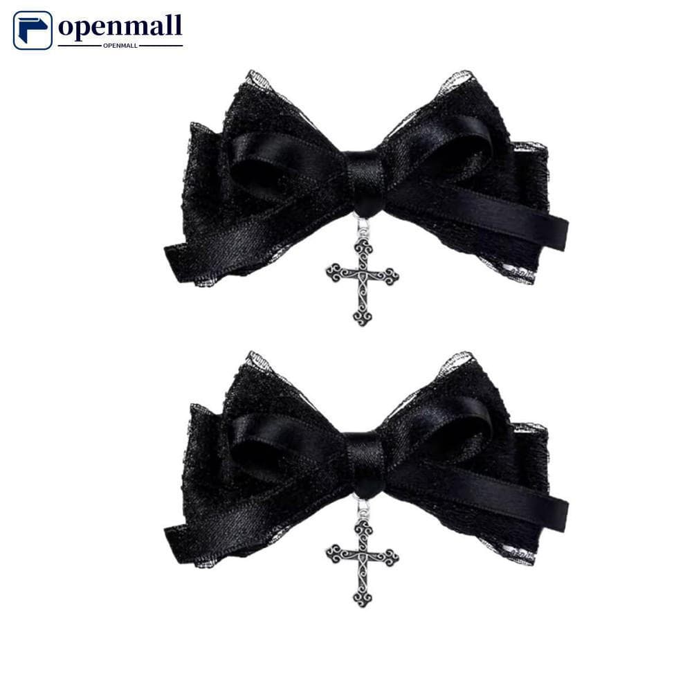 Nobleflyingomall Grampo De Cabelo Com Laço Estilo Gótico , 2 Peças , Doce , Legal , Acessórios Para , Cosplay , Vinho Pr