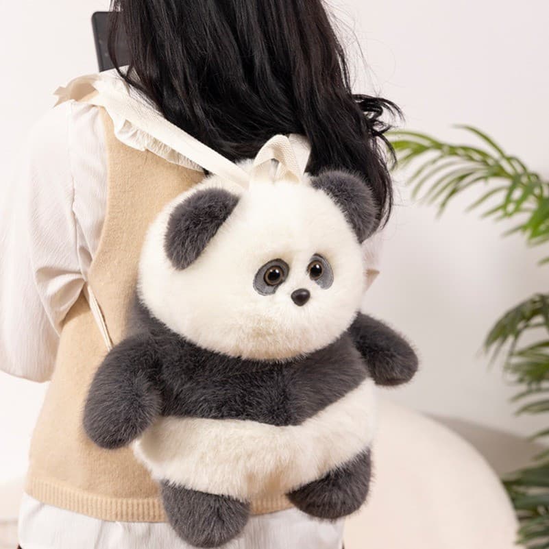Super macio toque bonito urso mochila brinquedo de pelúcia Panda boneca presente aniversário menina Muppet boneca mochil