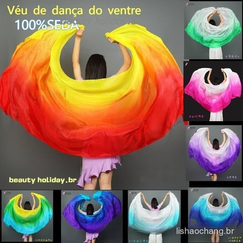 Véu de Seda Dança do Ventre 100% Seda Length is 2.5m Lenços