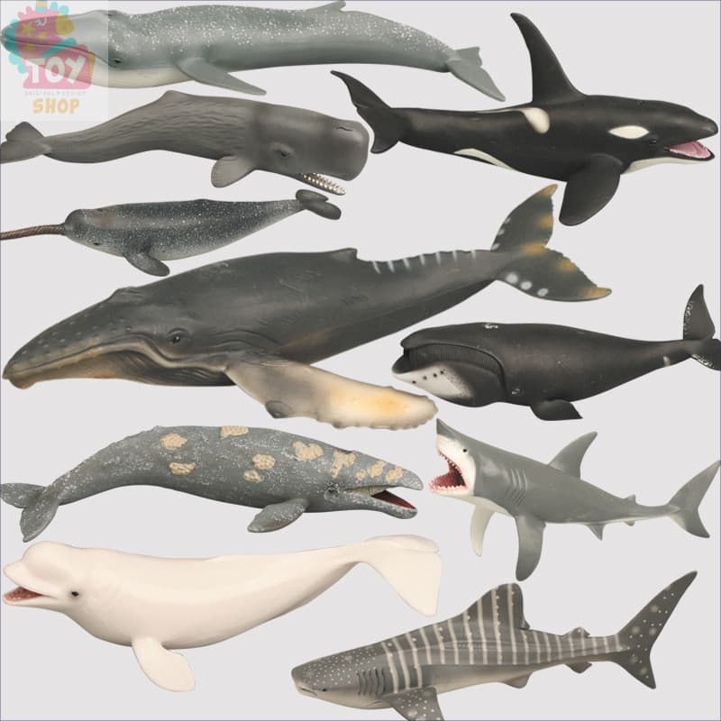 Brinquedos Infantis Modelos Realistas de Animais do Oceano Tubarão Branco Baleia Spermatogênese Baleia Azul Baleia Juba