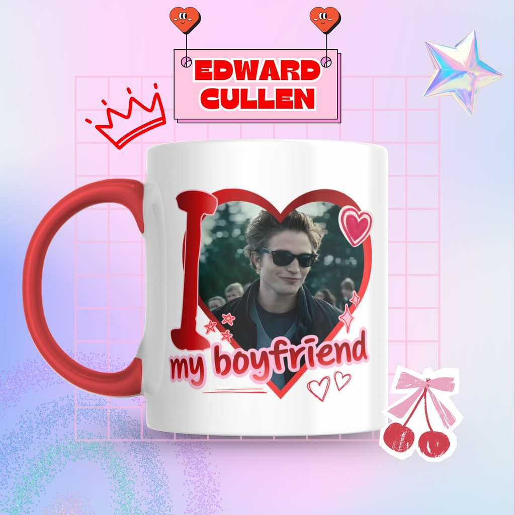 Caneca Xicara Porcelana 325ml Edward Cullen Crepúsculo Fã Personalizada Presente Decoração Casa