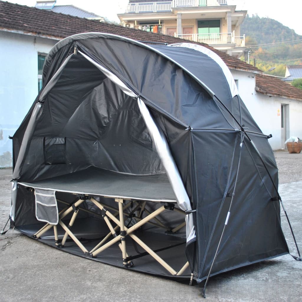 Barraca de acampamento única à prova de chuva revestida de prata, barraca de bicicleta quente, barraca de armazenamento