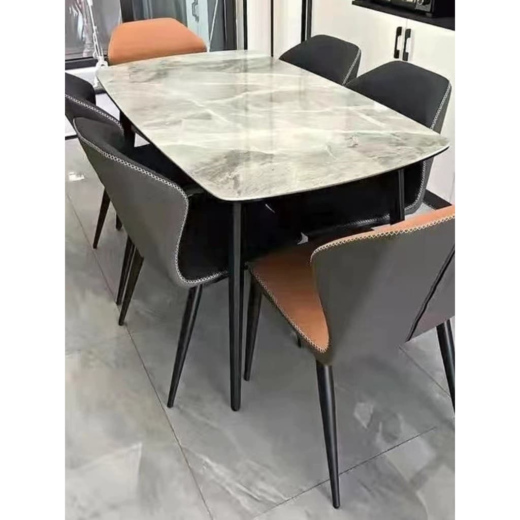 Luz italiana luxo brilhante ardósia mesa de jantar moderno simples casa mesa jantar cadeira combinação pequeno apartamen