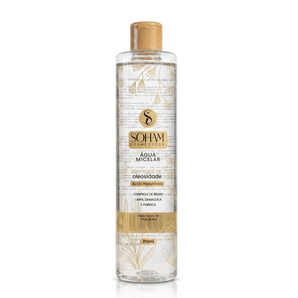 Água Micelar Controle de Oleosidade com Ácido Hialurônico Soham 310ml