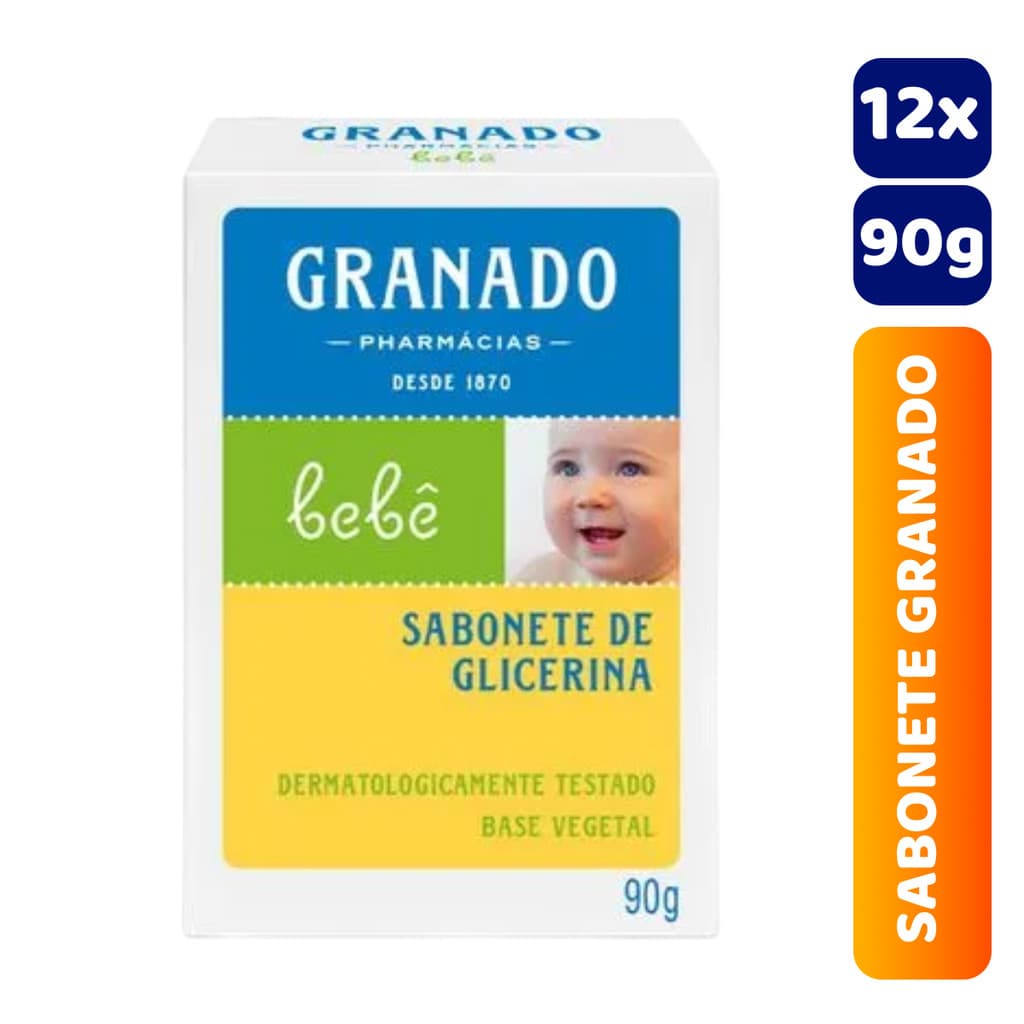 Kit C/12 Unidades Sabonete em Barra Infantil Glicerina Granado Bebê 90g