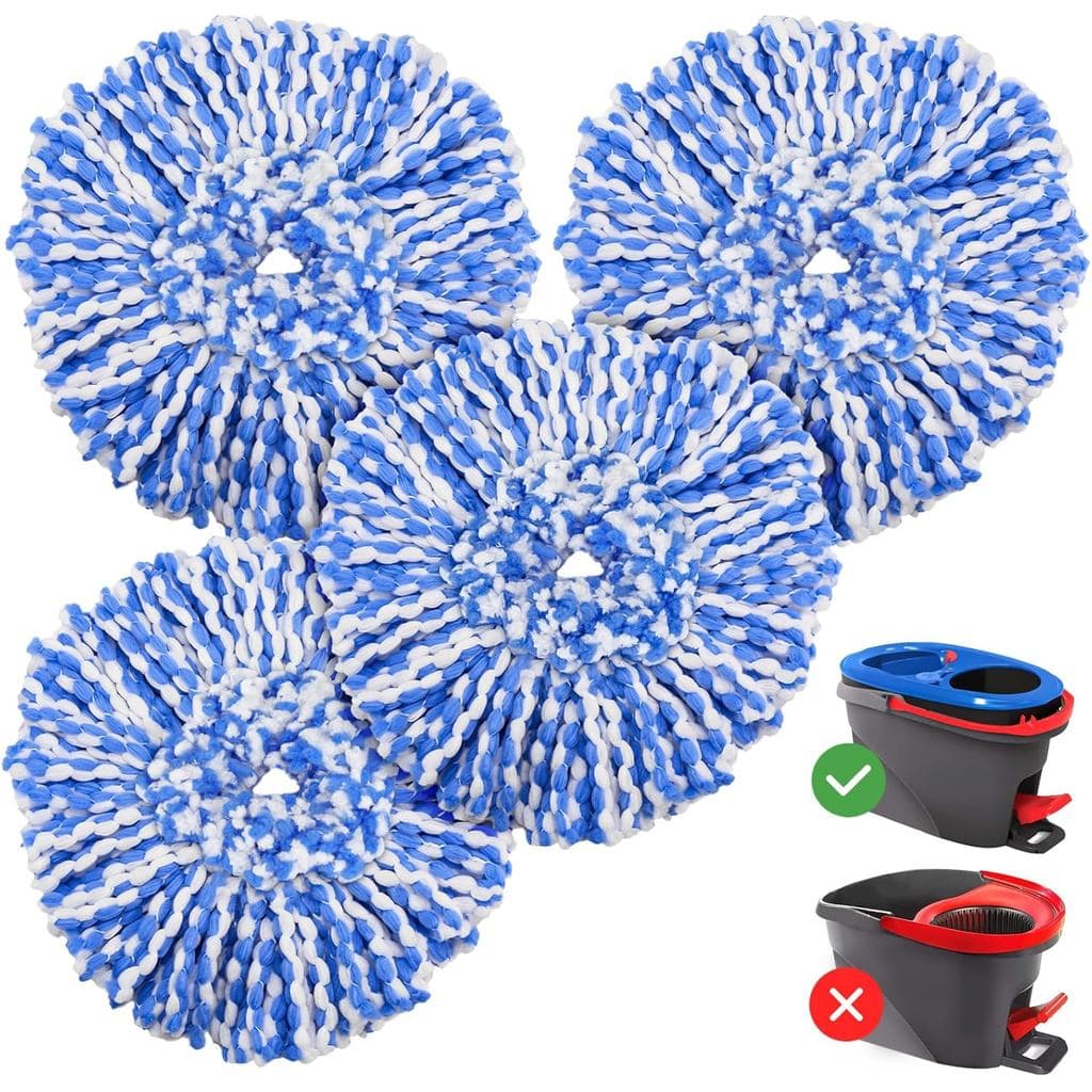 Pacote com 4 Refis de Mop Giratório RinseClean, Compatíveis com o Sistema Duplo O Ceda RinseClean, Mop de Microfibra par
