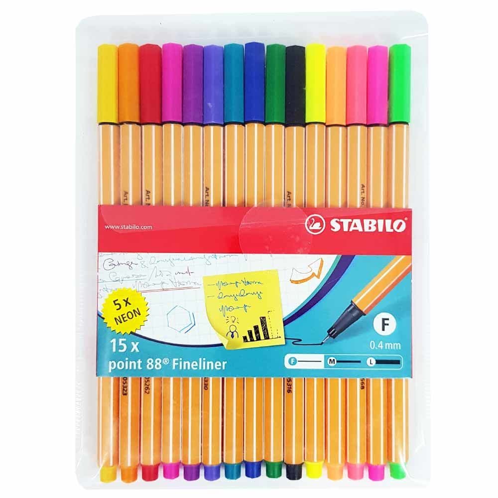 Caneta Stabilo Point 8815-1 Com 15 (10+5 Neon) 118.5602 - Stabilo Sertic