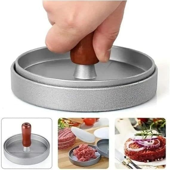 Forma Artesanal para Hambúrguer Caseiro com Prensa Manual Inox