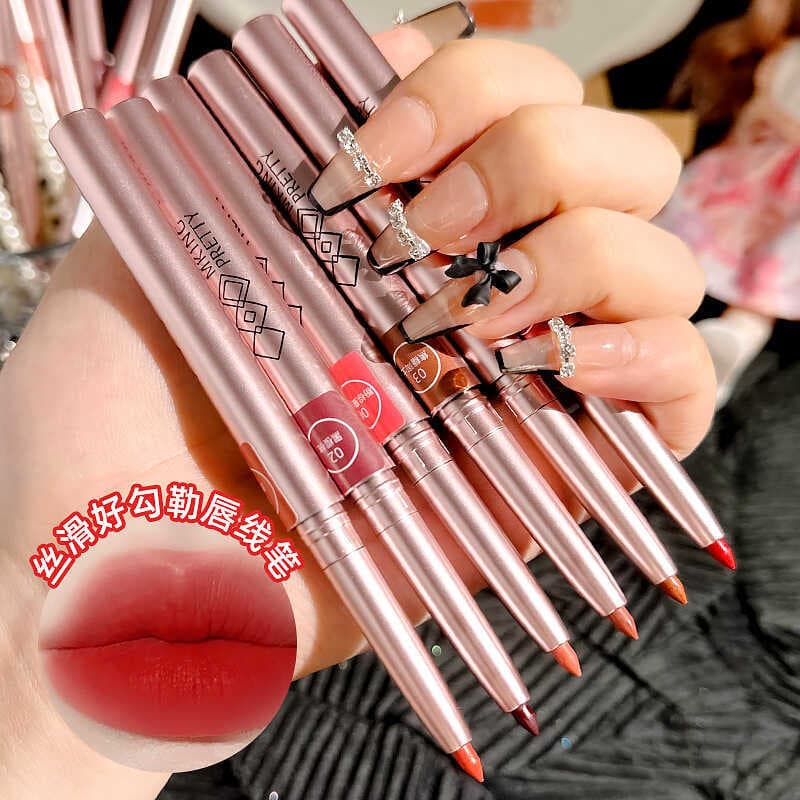 Caneta batom delineador labial, à prova d'água, de longa duração, não desbota, formato labial, fosco, feminino, cor Nude