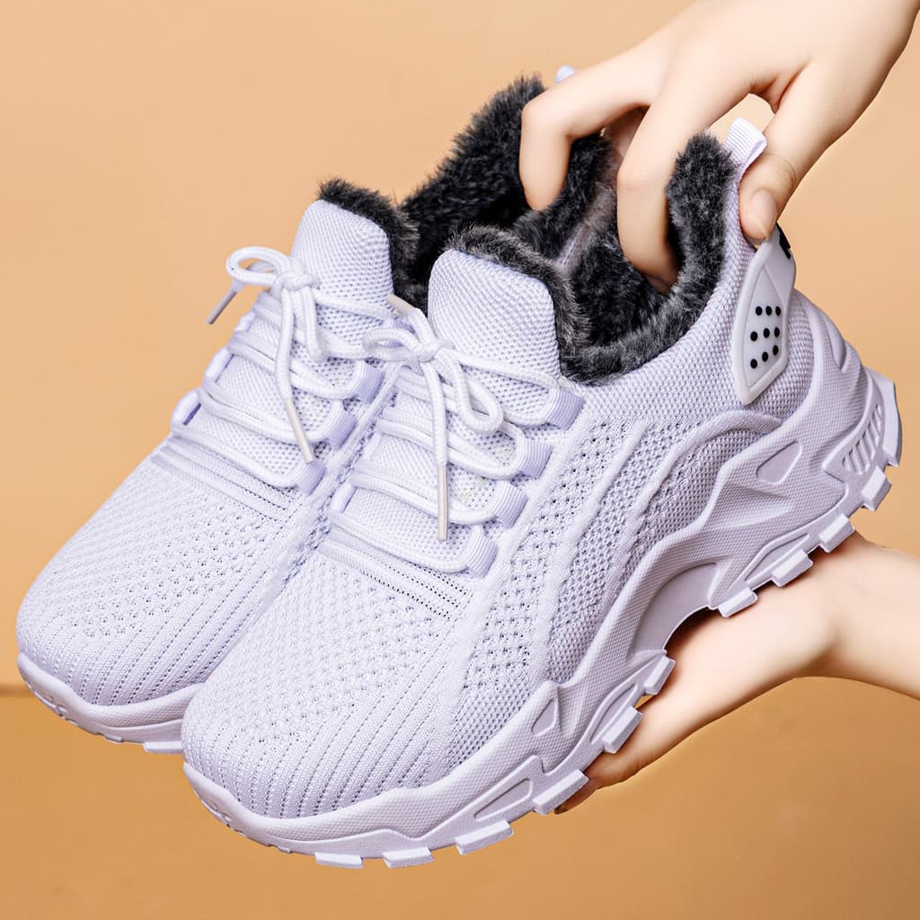 Sapatos de algodão femininos inverno novo estilo velo engrossado botas femininas boca rasa botas de algodão de sola gros