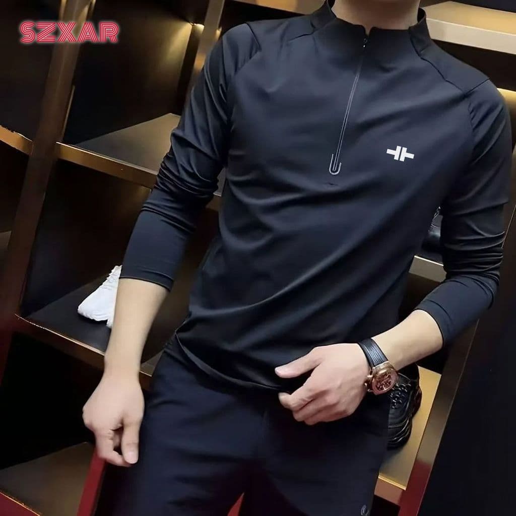 Moletom masculino 2024 primavera novo estilo moda casual meio zíper ao ar livre All-Match casual moletom masculino topo