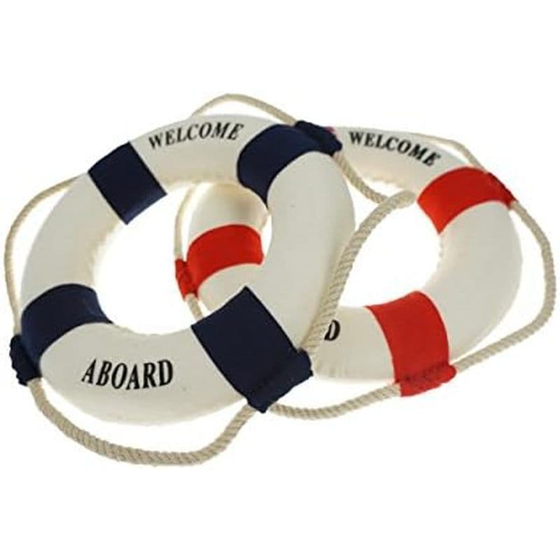 Anel De Vida Decorativo De Pano De Boas-Vindas , 2 Peças , Bóia , Decoração Náutica De Parede De Casa , Vermelho & amp ;