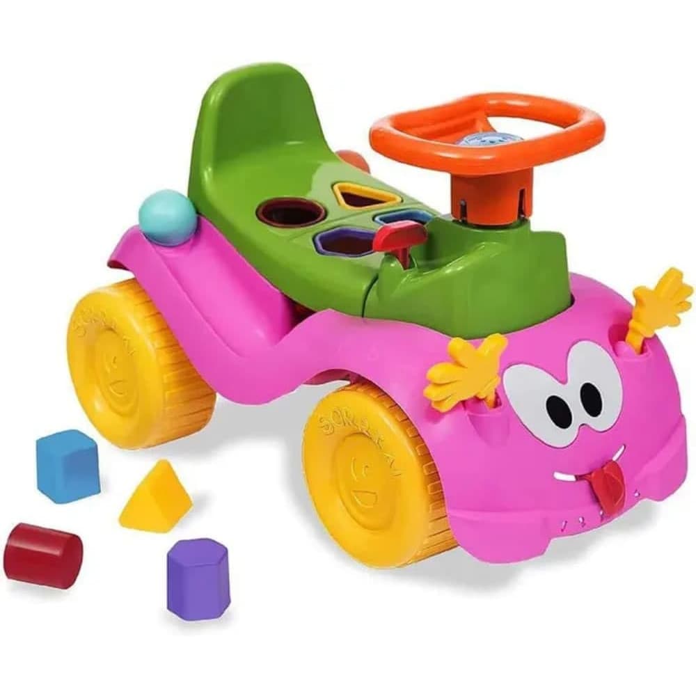 Motoquinha Rosa Infantil Totokinha bolinha Carrinho De Passeio Empurrador Com Proteção