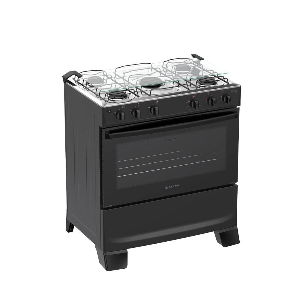 Fogão Gás Atlas Monaco Plus 5 Bocas Preto Acendimento Automático