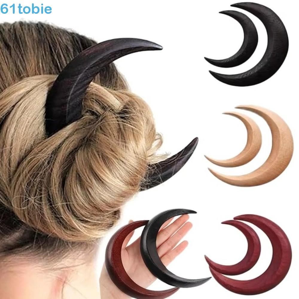 Grampo De Cabelo De Meia Lua TOBIE , Garfo Crescente Hanfu Esculpido À Mão , Bastão Artesanal Estilo Chinês