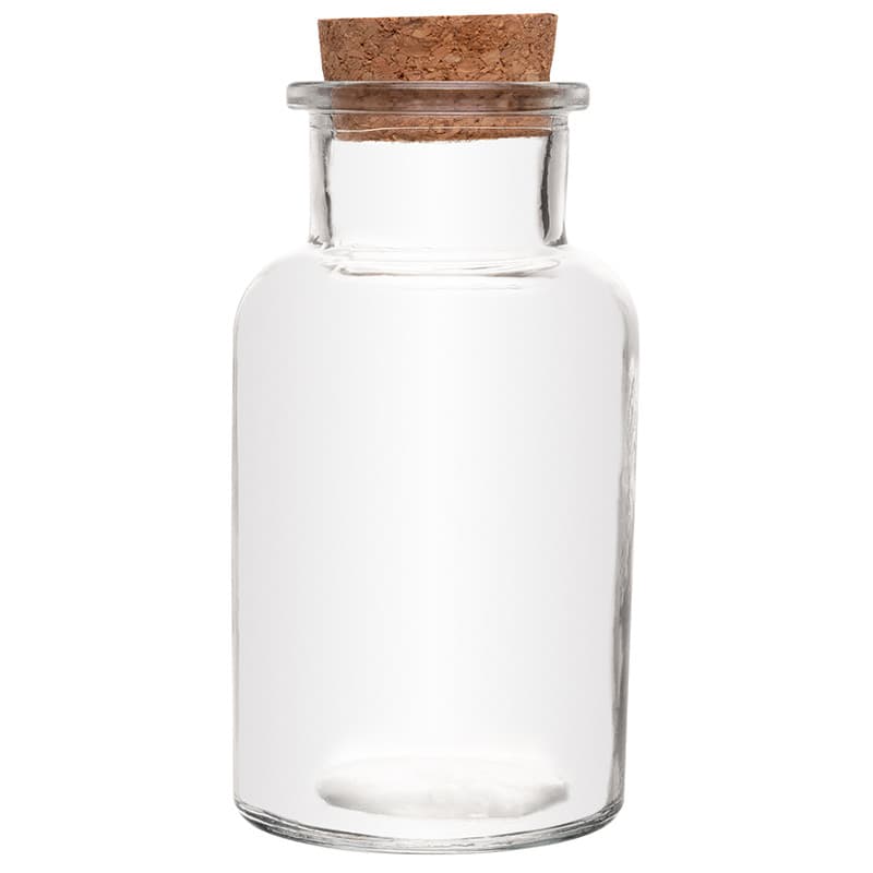 Pote de vidro com tampa de cortiça rolha Ecocork Lyor 150 ml 6x6x11,5