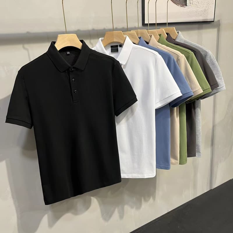 2025 verão camisa polo masculina de manga curta Casual estilo simples meninos bonito versão limpa lapela camiseta confor
