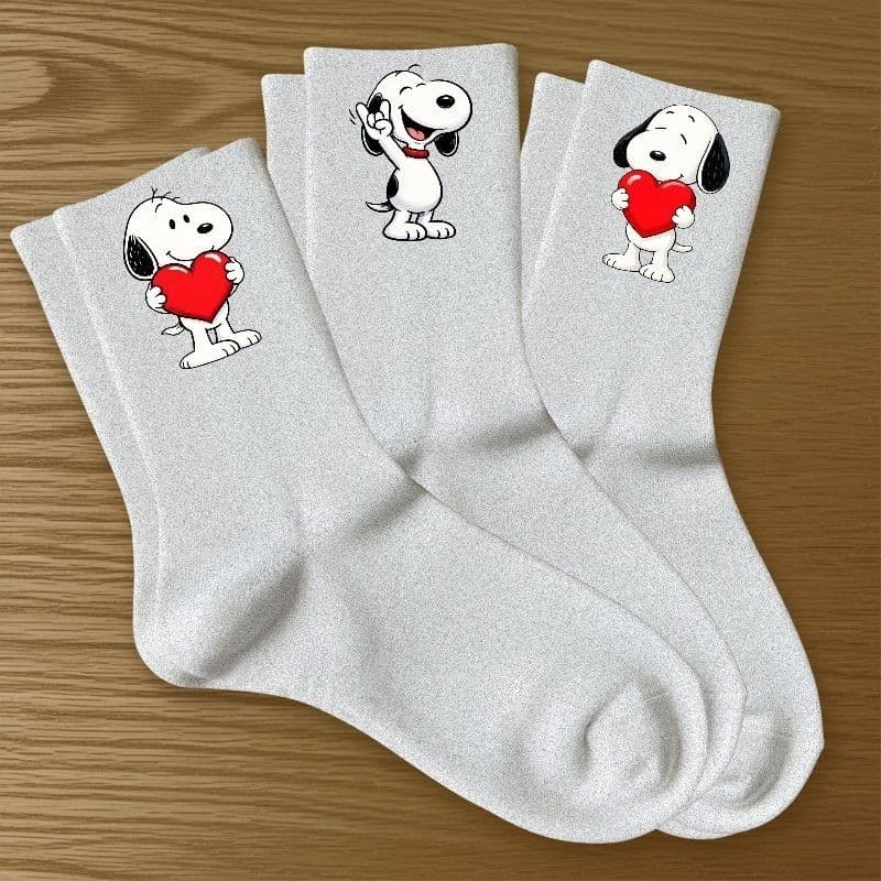 Kit 3 Meias Femininas Snoopy Algodão Premium Macias Confortáveis Academia Dia a Dia