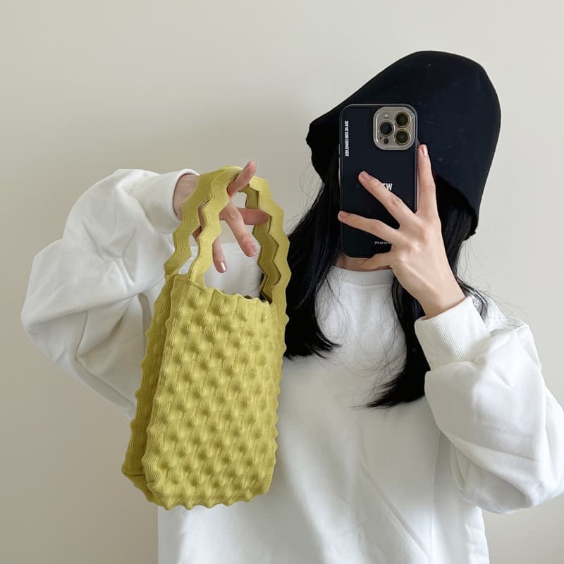Doce cor versão coreana novo estilo nicho Design tecido cesta de vegetais simples Blogger recomendado bolsa feminina