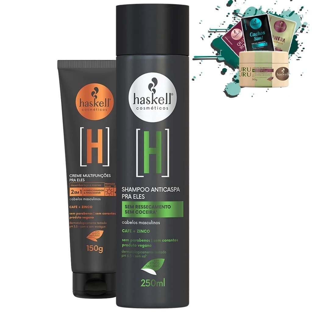 Shampoo Anticaspa 250ml e Creme Multifunções 150gr Homem Haskell