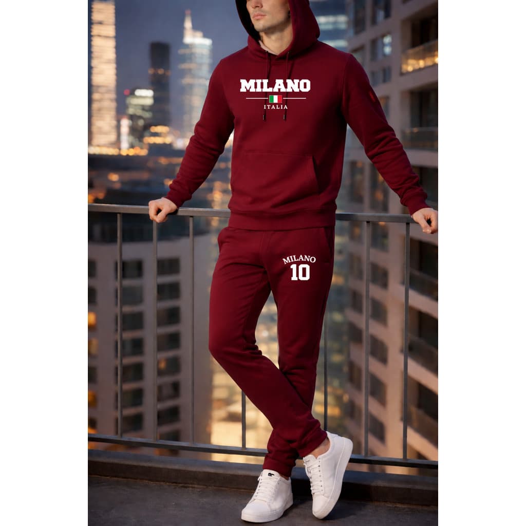 Conjunto Moletom Milano ltaIia Streetwear Blusa + calça de moletom Casaco Com Capuz Flanelado Agasalho de Frio Unissex