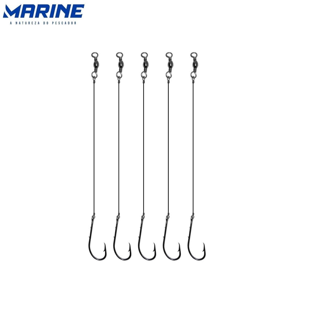 Anzol 4330 Encastoado Black Fio Duro Com Girador - 5 unidades