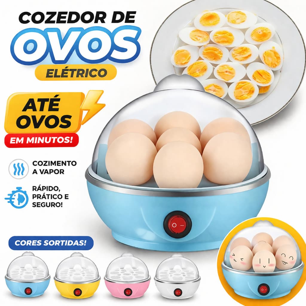Máquina Cozinhar Ovos Elétrica até 7 Ovos Cozimento a Vapor 110v NV