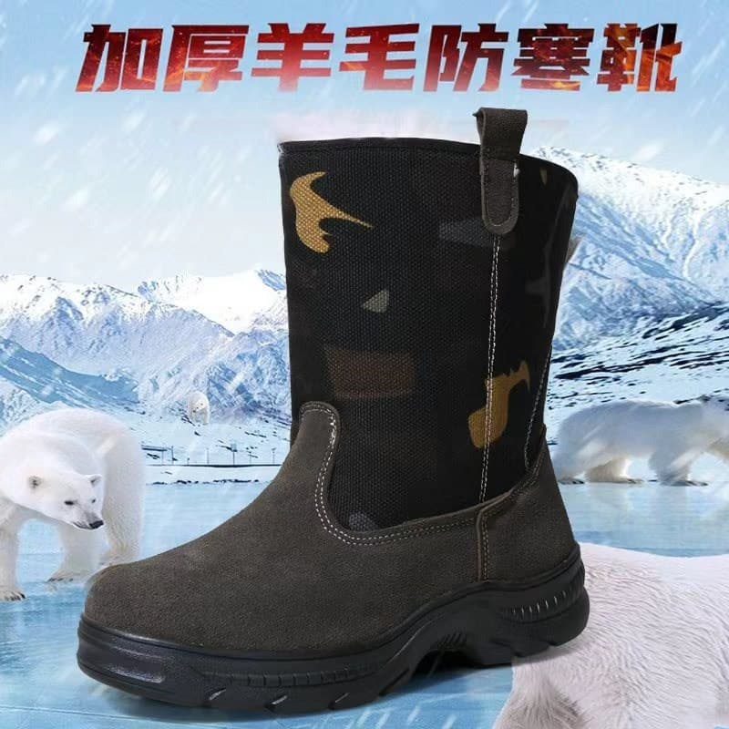 W inverno botas de lã Extra grossas de manga alta botas masculinas grossas ao ar livre botas quentes de aço Toe soldagem