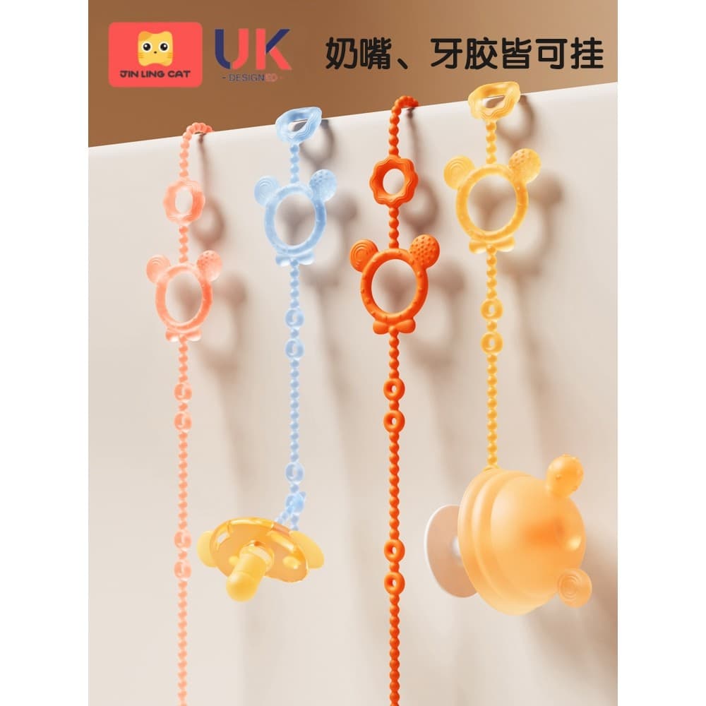 Mordedor Anti-queda corrente bebê Molar vara brinquedo pode morder bebê Silicone cordão chupeta corrente clipe fixo