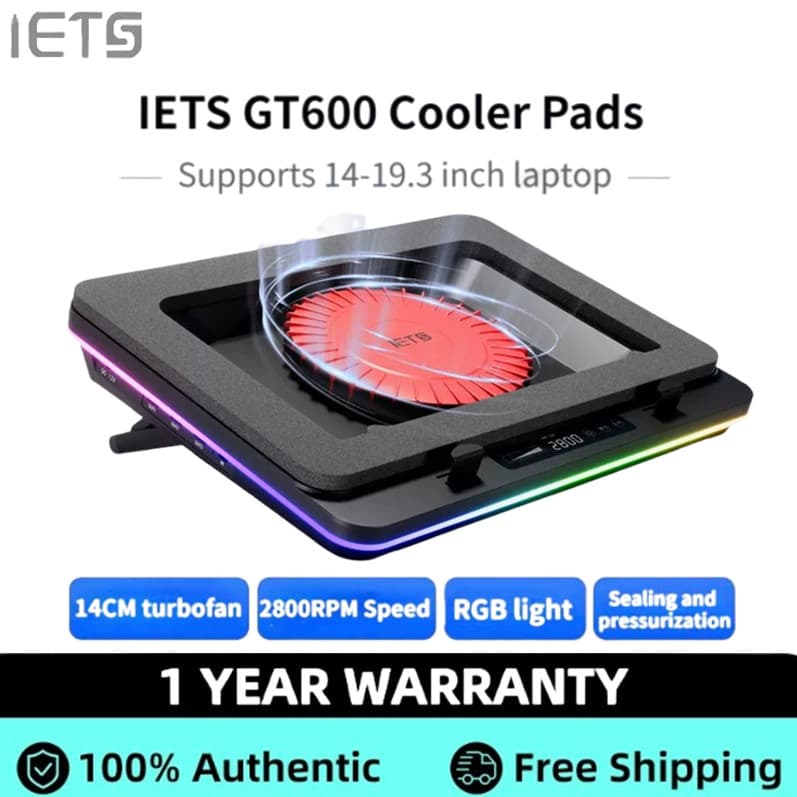 Almofadas Térmicas Para Laptop Jogos IETS GT600 | Poderoso Refrigerador Turbo-Fan RGB Mantenha O Desempenho Do