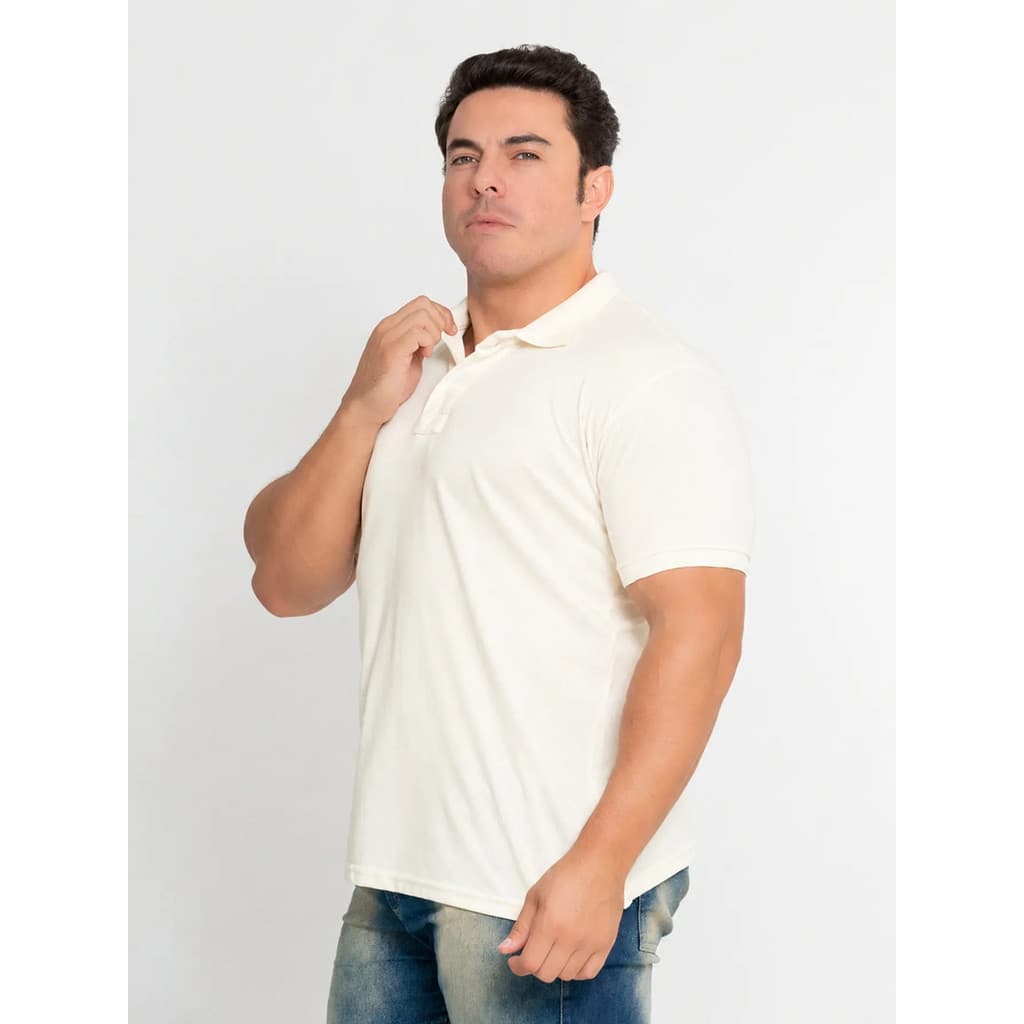 Camisa Gola Polo Lisa Masculina sem Bordado Slim Fit Premium Malha Peruana