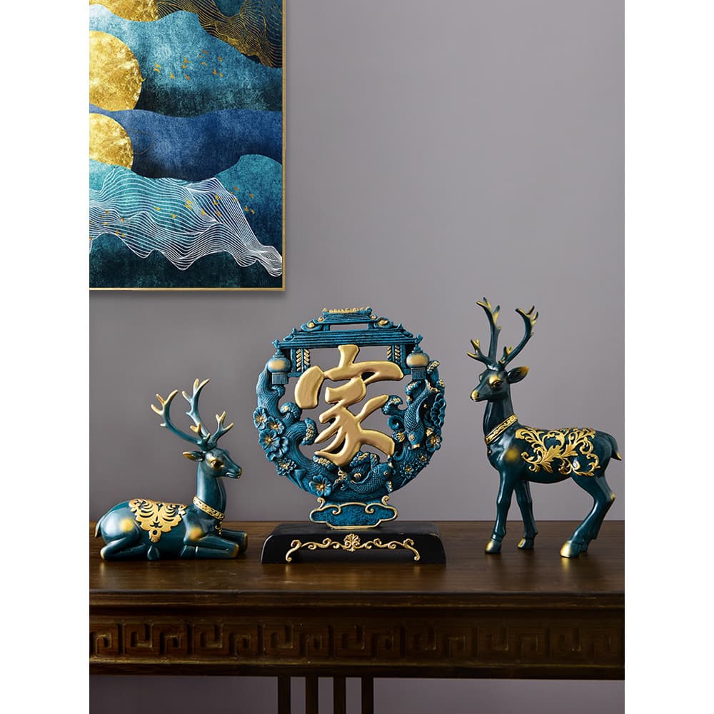 Sala de estar armário de vinho novos ornamentos de cervos chineses criativos decorações para casa entrada armário de TV